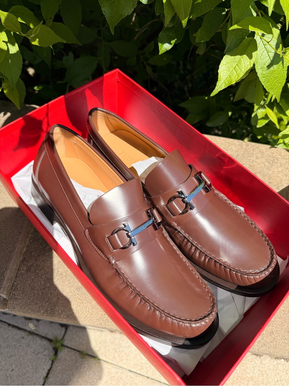 Salvatore Ferragamo‎ Fort Brown Leather Gancini Bit Loafers 11 E (Narrow) Italy